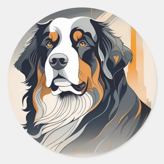 Bernese Mountain Dog Key Chain ラウンドシール (正面)