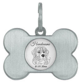 Bernese Mountain Dog Line Art Personalized Tag ペットネームタグ