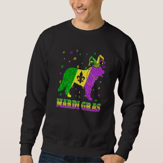 Bernese Mountain Dog Mardi Gras Carnival Jester Be スウェットシャツ (正面)