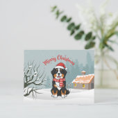 Bernese Mountain Dog Merry Christmas Doodle  シーズンポストカード (スタンド正面)