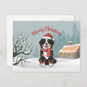 Bernese Mountain Dog Merry Christmas Doodle  シーズンポストカード (正面/裏面)