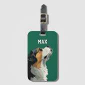 Bernese Mountain Dog on Green Background ラゲッジタグ (正面縦)