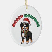 Bernese Mountain Dog Ornament: Merry Woofmas セラミックオーナメント (右)