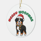Bernese Mountain Dog Ornament: Merry Woofmas セラミックオーナメント (左)