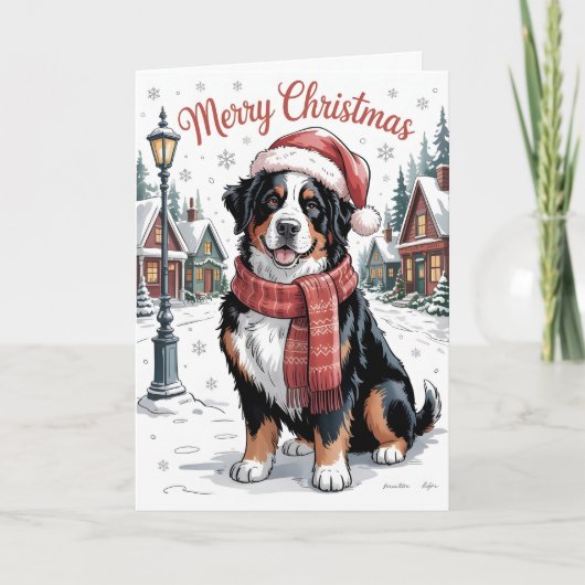 Bernese mountain dog personalized Christmas シーズンカード (正面)