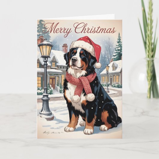 Bernese mountain dog personalized Christmas  シーズンカード (正面)