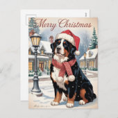 Bernese mountain dog personalized Christmas  シーズンポストカード (正面/裏面)