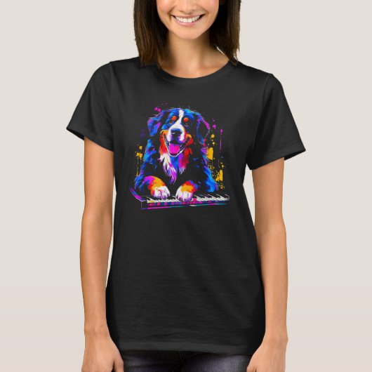Bernese Mountain Dog Pianist Tシャツ (正面)