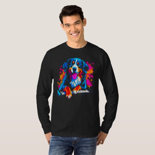 Bernese Mountain Dog Piano Tシャツ (正面フル)