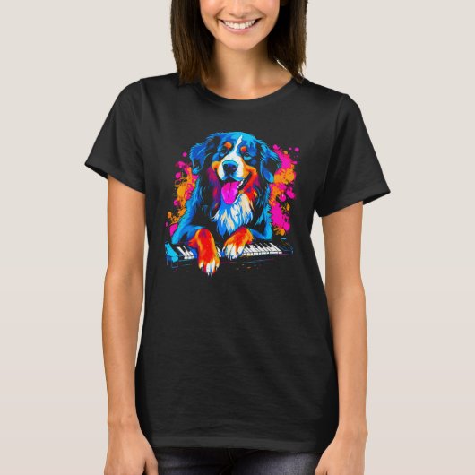 Bernese Mountain Dog Piano Tシャツ (正面)