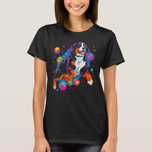 Bernese Mountain Dog Planet Space Tシャツ (正面)