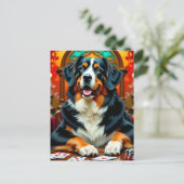 Bernese Mountain Dog playing Poker ポストカード (スタンド正面)