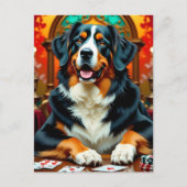 Bernese Mountain Dog playing Poker ポストカード (正面)