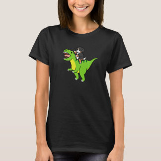 Bernese Mountain Dog Riding Rex Dinosaur Dog   Tシャツ
