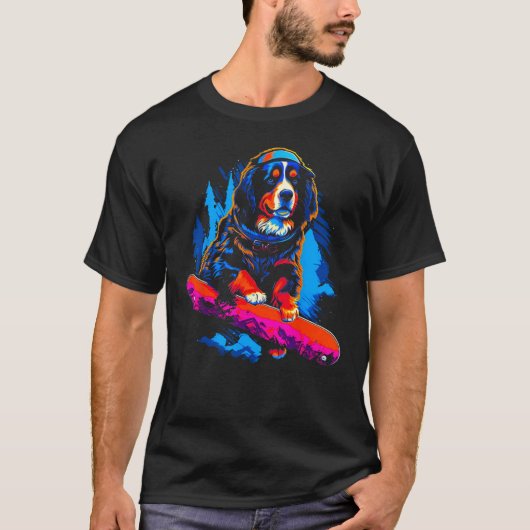 Bernese Mountain Dog Snowboard Tシャツ (正面)