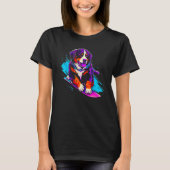 Bernese Mountain Dog Snowboarding Tシャツ (正面)
