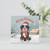 Bernese Mountain Dog Snowy Christmas Doodle シーズンカード (スタンド正面)