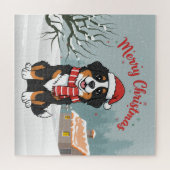 Bernese Mountain Dog Snowy Christmas Doodle ジグソーパズル (横)