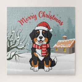 Bernese Mountain Dog Snowy Christmas Doodle ジグソーパズル