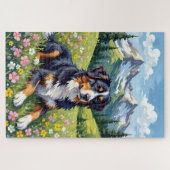 Bernese Mountain Dog Spring Alpine Meadow ジグソーパズル (横)
