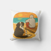Bernese Mountain Dog Sunset Beach Companion クッション (正面)