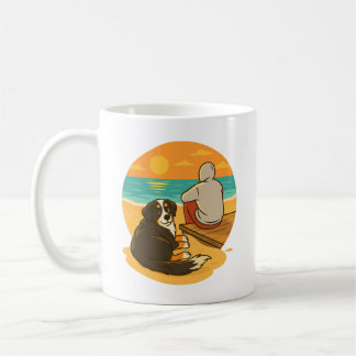 Bernese Mountain Dog Sunset Beach Companion コーヒーマグカップ