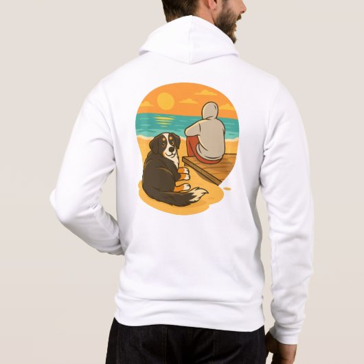 Bernese Mountain Dog Sunset Beach Companion パーカ (裏面)