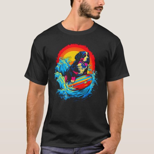Bernese Mountain Dog Surf Tシャツ (正面)