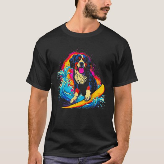 Bernese Mountain Dog Surfer Tシャツ (正面)