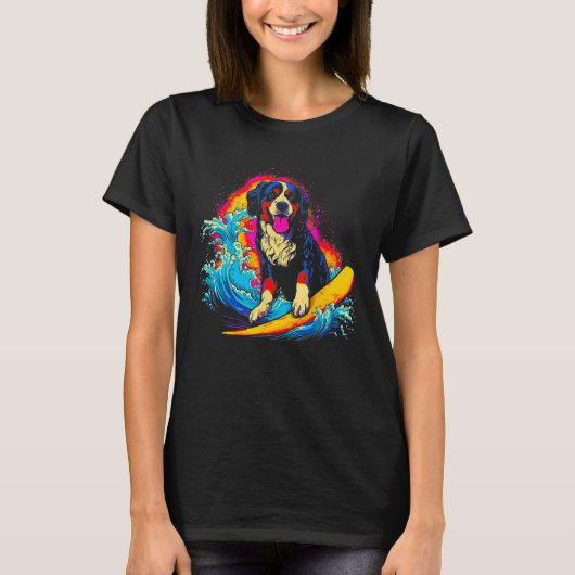 Bernese Mountain Dog Surfer Tシャツ (正面)