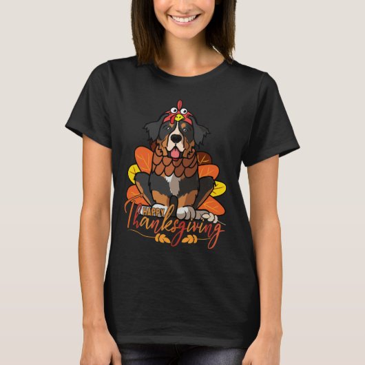 Bernese Mountain Dog Thanksgiving Dog Turkey Costu Tシャツ (正面)
