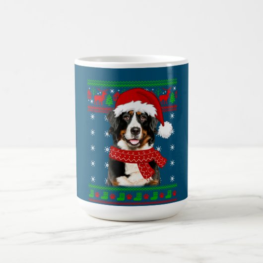 Bernese Mountain Dog Ugly Sweater Christmas Puppy コーヒーマグカップ (中央)