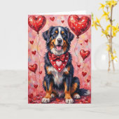 Bernese Mountain Dog Valentine’s Day with Hearts カード (黄色い花)