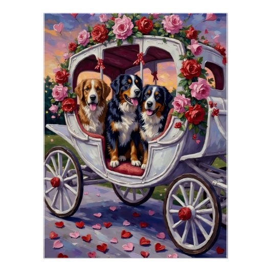 Bernese Mountain Dog Valentine's Day ポスター (正面)
