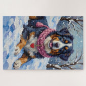 Bernese Mountain Dog Valentine's Day Heart Scarf ジグソーパズル (横)