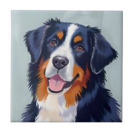 Bernese Mountain Dog | Watercolor Painting タイル