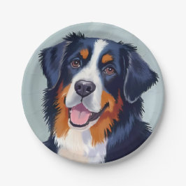 Bernese Mountain Dog | Watercolor Painting ペーパープレート