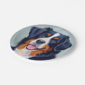 Bernese Mountain Dog | Watercolor Painting ペーパープレート (アングル)