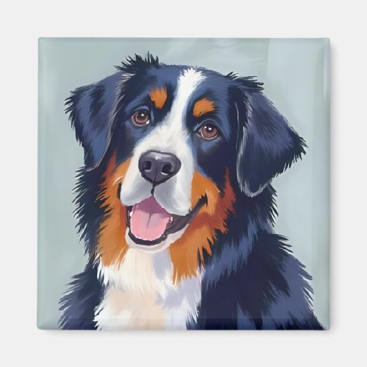 Bernese Mountain Dog | Watercolor Painting マグネット (正面)