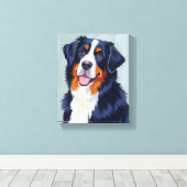 Bernese Mountain Dog | Watercolor Pet Painting キャンバスプリント (インサイチュ (ウッドフロア))