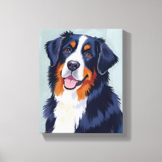 Bernese Mountain Dog | Watercolor Pet Painting キャンバスプリント (正面)