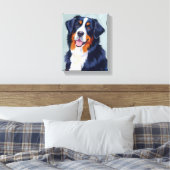 Bernese Mountain Dog | Watercolor Pet Painting キャンバスプリント (インサイチュ (寝室))
