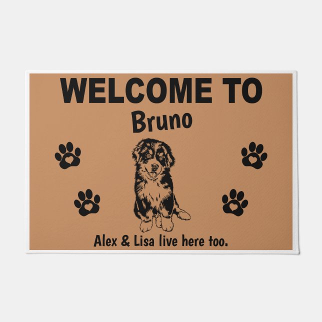 Bernese Mountain Dog Welcome Home Personalized     ドアマット (正面)