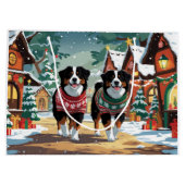 Bernese Mountain Dogs Christmas Snow Holiday ラージペーパーバッグ (裏面)