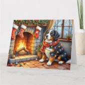 Bernese Mountain Fireplace with Christmas Lights カード (正面)