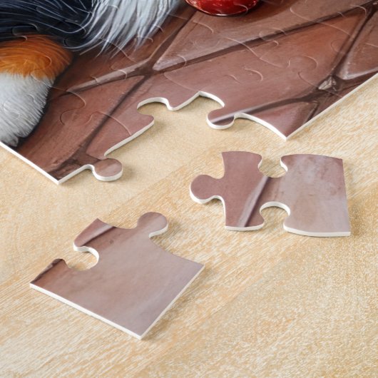 Bernese Mountain Fireplace with Christmas Lights ジグソーパズル (側面)