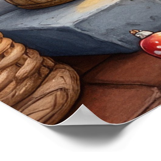 Bernese Mountain Fireplace with Christmas Lights ポスター (角)