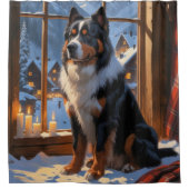 Bernese Mountain With Christmas Lights Holiday シャワーカーテン (正面)