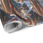 Bernese Mountain With Christmas Lights Holiday  ラッピングペーパー (ロールコーナー)