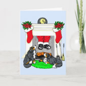 Bernese Mt犬のサンタの低下 シーズンカード (正面)